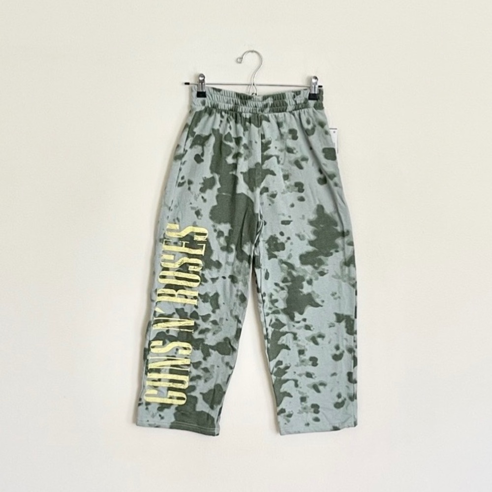 NEW Guns N Roses Tie Dye Green Wide Leg Sweatpants Women’s size XS